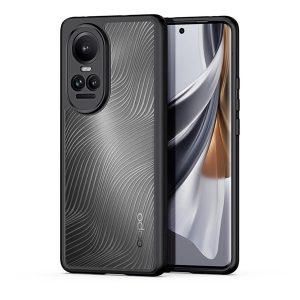 Oppo Reno10 / Reno10 Pro, Műanyag hátlap védőtok + szilikon keret, hullám minta, Dux Ducis Aimo, áttetsző/fekete