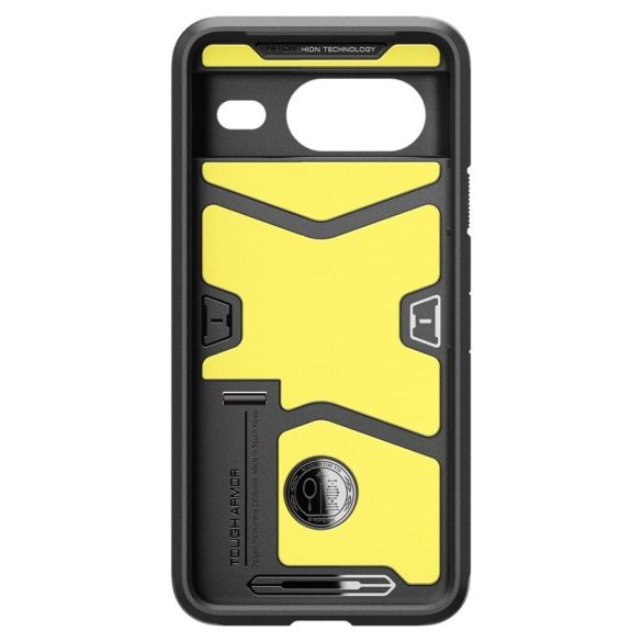 Google Pixel 8, Szilikon tok + műanyag hátlap, kitámasztóval, Spigen Tough Armor, fekete