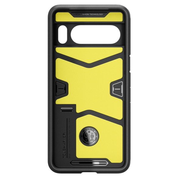 Google Pixel 8 Pro, Szilikon tok + műanyag hátlap, kitámasztóval, Spigen Tough Armor, fekete