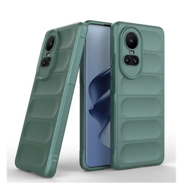 Oppo Reno10 / Reno10 Pro, Szilikon tok, közepesen ütésálló, 3D minta, sötétzöld