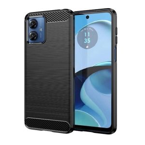 Motorola Moto G84, Szilikon tok, közepesen ütésálló, szálcsiszolt, karbon minta, fekete