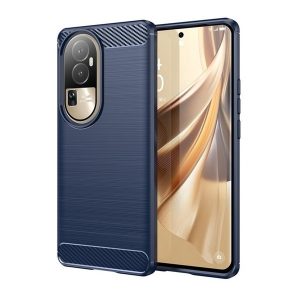 Oppo Reno10 / Reno10 Pro, Szilikon tok, közepesen ütésálló, szálcsiszolt, karbon minta, sötétkék