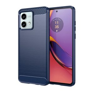 Motorola Moto G84, Szilikon tok, közepesen ütésálló, szálcsiszolt, karbon minta, sötétkék