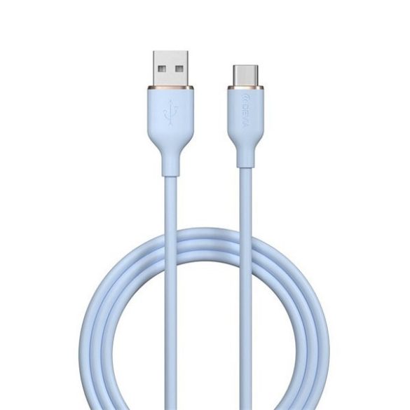 USB töltő- és adatkábel, USB Type-C, 120 cm, 2400 mA, gyorstöltés, Devia Jelly, EC629, világoskék