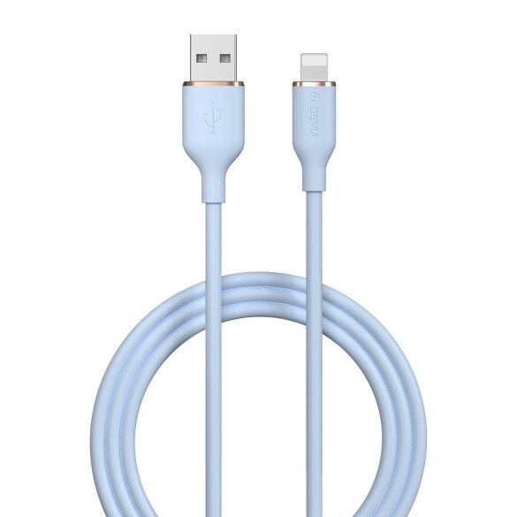 USB töltő- és adatkábel, Lightning, 120 cm, 2400 mA, Devia Jelly, EC630, világoskék