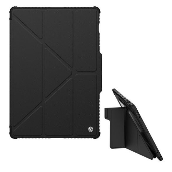 Samsung Galaxy Tab S9 11.0 SM-X710 / X716B, mappa tok, közepesen ütésálló, S Pen tartóval, kamera védelem, Smart Case, Nillkin Bumper Pro, fekete