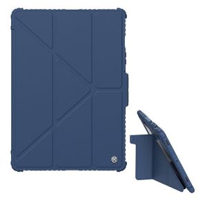 Samsung Galaxy Tab S9 11.0 SM-X710 / X716B, mappa tok, közepesen ütésálló, S Pen tartóval, kamera védelem, Smart Case, Nillkin Bumper Pro, sötétkék