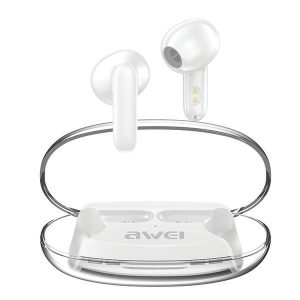 Bluetooth sztereó fülhallgató, v5.3, TWS, töltőtok, zajszűrővel, érintés vezérlés, Awei T85, fehér