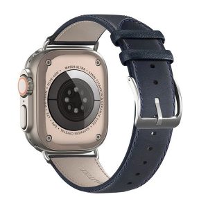 Apple Watch 4-6, SE, SE (2022) (38 / 40 mm) / Watch 7-9 (41 mm) / Watch 10 (42 mm), valódi bőr pótszíj, állítható, Dux Ducis YS, sötétkék