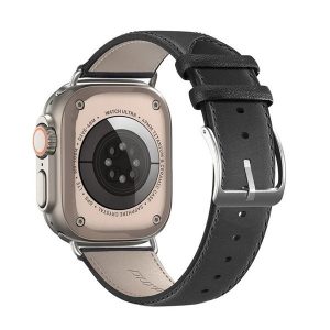 Apple Watch 4-6, SE, SE (2022) (38 / 40 mm) / Watch 7-9 (41 mm) / Watch 10 (42 mm), valódi bőr pótszíj, állítható, Dux Ducis YS, fekete