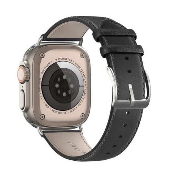 Apple Watch 4-6, SE, SE (2022) (38 / 40 mm) / Watch 7-9 (41 mm) / Watch 10 (42 mm), valódi bőr pótszíj, állítható, Dux Ducis YS, fekete