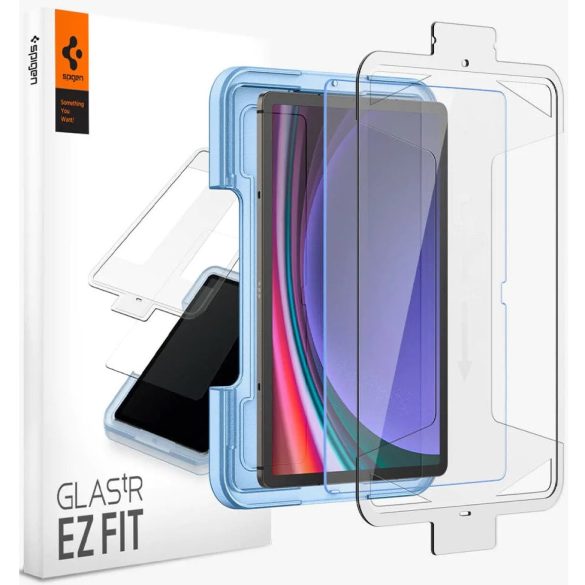 Samsung Galaxy Tab S7 11.0 / Tab S8 11.0 / Tab S9 11.0, Kijelzővédő fólia, ütésálló fólia, Tempered Glass (edzett üveg), Spigen Ez Fit, Clear