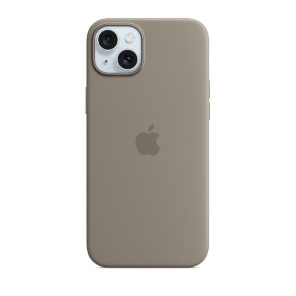 Apple iPhone 15 Plus, Szilikon tok, Magsafe kompatibilis, barna, gyári