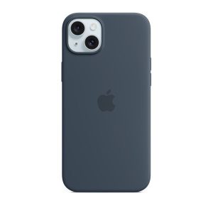 Apple iPhone 15 Plus, Szilikon tok, Magsafe kompatibilis, sötétkék, gyári