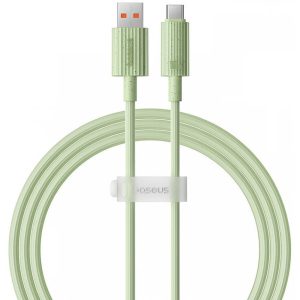 USB töltő- és adatkábel, USB Type-C, 100 cm, 6000 mA, 100W, gyorstöltés, PD, Baseus Habitat, P10360203631-00, világoszöld