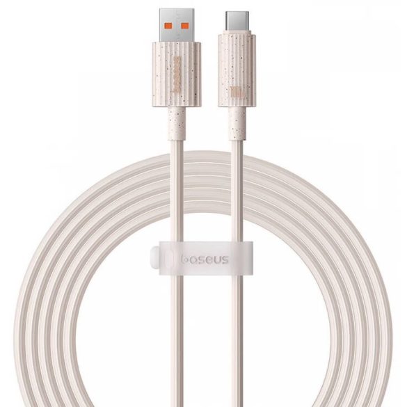 USB töltő- és adatkábel, USB Type-C, 200 cm, 6000 mA, 100W, gyorstöltés, PD, Baseus Habitat, P10360203421-01, rózsaszín