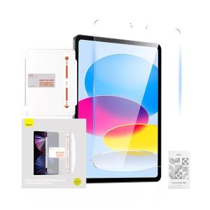 Apple iPad 10.9 (2022), Kijelzővédő fólia, ütésálló fólia, Tempered Glass (edzett üveg), Baseus Corning, Clear