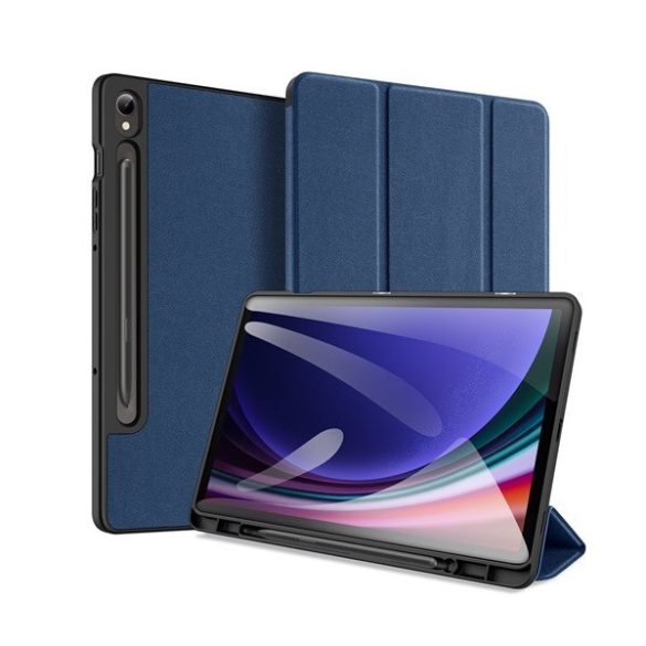 Samsung Galaxy Tab S9 FE (10.9) SM-X510 / X516B, mappa tok, Trifold, S Pen tartóval, Dux Ducis Domo, sötétkék