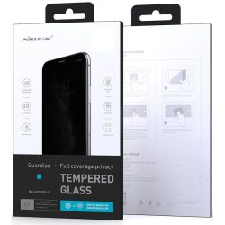   Apple iPhone 15 / 16, Kijelzővédő fólia, ütésálló fólia (az íves részre is!), Tempered Glass (edzett üveg), Full Glue, Antispy Glass, Nillkin Guardian, fekete