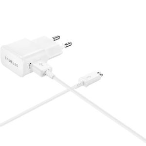 Hálózati töltő adapter, 10W, USB aljzat, microUSB kábellel, Samsung, fehér, gyári