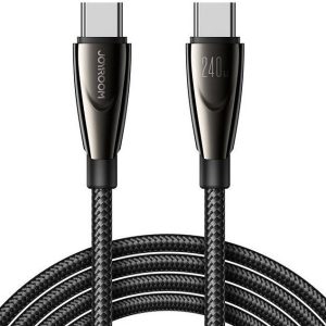 USB Type-C töltő- és adatkábel, USB Type-C, 120 cm, 240W, gyorstöltés, cipőfűző minta, Joyroom Pioneer, SA31-CC5, fekete