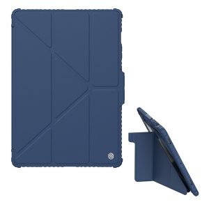 Samsung Galaxy Tab S9 Plus 12.4 SM-X810 / X816B, mappa tok, közepesen ütésálló, S Pen tartóval, kamera védelem, Smart Case, Nillkin Bumper Pro, sötétkék