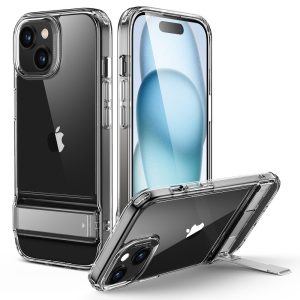 Apple iPhone 15, Szilikon tok, légpárnás sarok, kitámasztóval, ESR Air Shield Boost, átlátszó