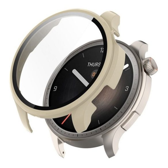 Amazfit Balance, Műanyag védőkeret, kijelzővédő üveggel, közepesen ütésálló, szíj nélkül, fehér
