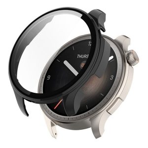 Amazfit Balance, Műanyag védőkeret, kijelzővédő üveggel, közepesen ütésálló, szíj nélkül, fekete