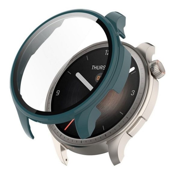 Amazfit Balance, Műanyag védőkeret, kijelzővédő üveggel, közepesen ütésálló, szíj nélkül, sötétzöld