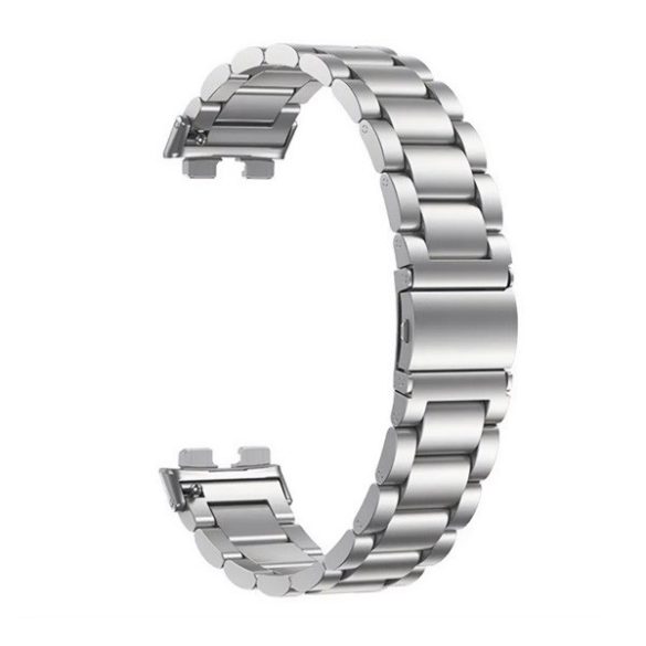 Huawei Band 8 / 9 / 10, fém pótszíj, vékony, rozsdamentes acél, pillangó csattal, ezüst