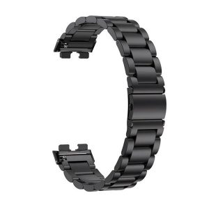 Huawei Band 8 / 9 / 10, fém pótszíj, vékony, rozsdamentes acél, pillangó csattal, fekete