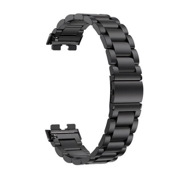 Huawei Band 8 / 9 / 10, fém pótszíj, vékony, rozsdamentes acél, pillangó csattal, fekete