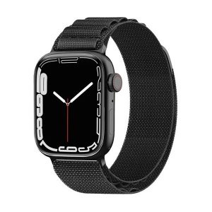 Apple Watch 4-6, SE, SE (2022) (38 / 40 mm) / Watch 7-9 (41 mm) / Watch 10 (42 mm), textíl pótszíj, nylon, állítható, fekete