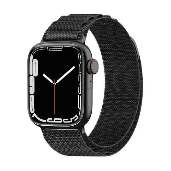 Apple Watch 4-6, SE, SE (2022) (38 / 40 mm) / Watch 7-9 (41 mm) / Watch 10 (42 mm), textíl pótszíj, nylon, állítható, fekete
