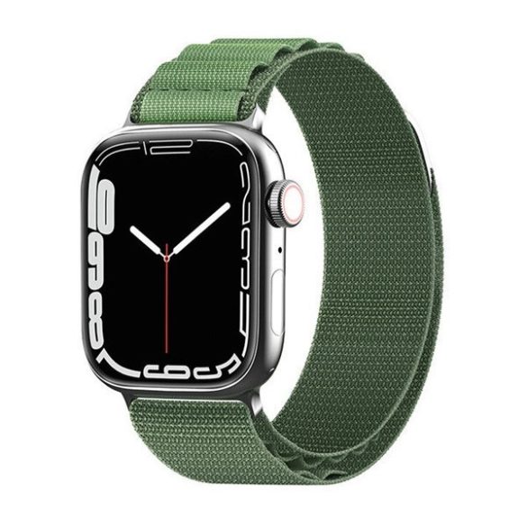Apple Watch 4-6, SE, SE (2022) (42 / 44 mm) / Watch 7-9 (45 mm) / Watch 10 (46 mm) / Watch Ultra 1-2 (49 mm), textíl pótszíj, nylon, állítható, világoszöld