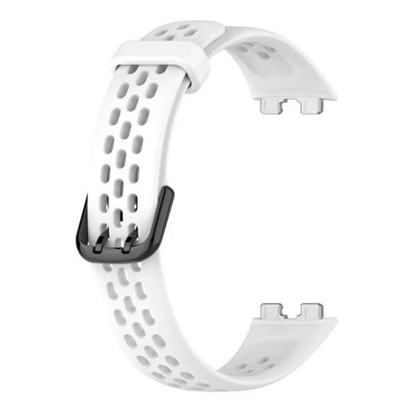 Huawei Band 8 / 9 / 10, szilikon pótszíj, lyukacsos, légáteresztő, fehér