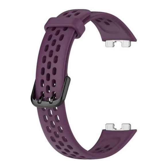 Huawei Band 8 / 9 / 10, szilikon pótszíj, lyukacsos, légáteresztő, lila