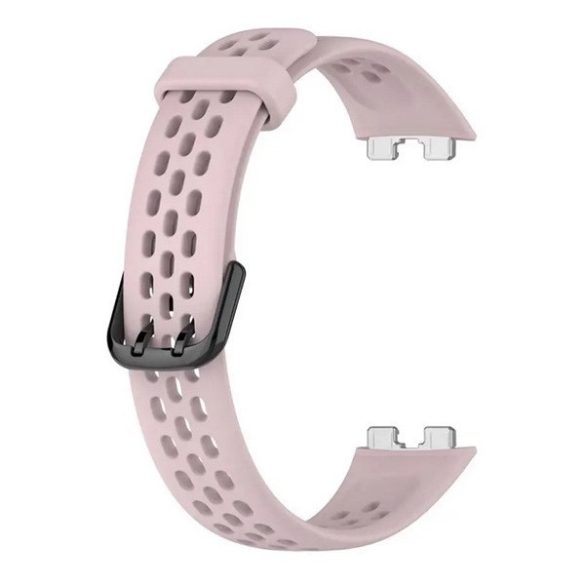 Huawei Band 8 / 9 / 10, szilikon pótszíj, lyukacsos, légáteresztő, rózsaszín