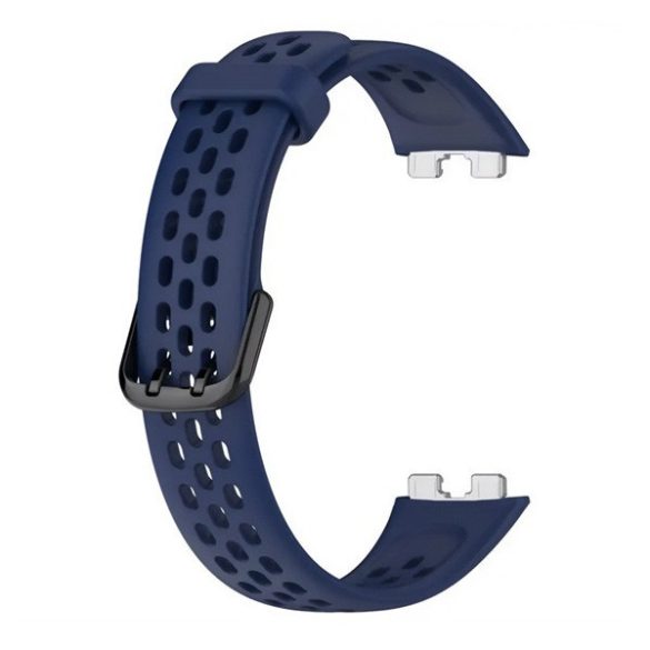 Huawei Band 8 / 9 / 10, szilikon pótszíj, lyukacsos, légáteresztő, sötétkék