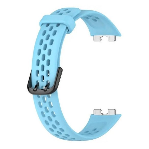Huawei Band 8 / 9 / 10, szilikon pótszíj, lyukacsos, légáteresztő, világoskék