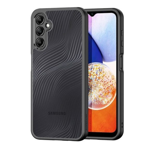 Samsung Galaxy A15 4G / A15 5G SM-A155F / A156B, Műanyag hátlap védőtok + szilikon keret, hullám minta, Dux Ducis Aimo, áttetsző/fekete