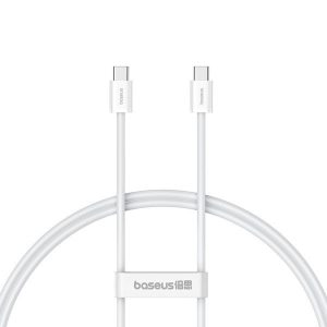 USB Type-C töltő- és adatkábel, USB Type-C, 100 cm, 30W, törésgátlóval, gyorstöltés, PD, Baseus Superior, P10365200211-00, fehér