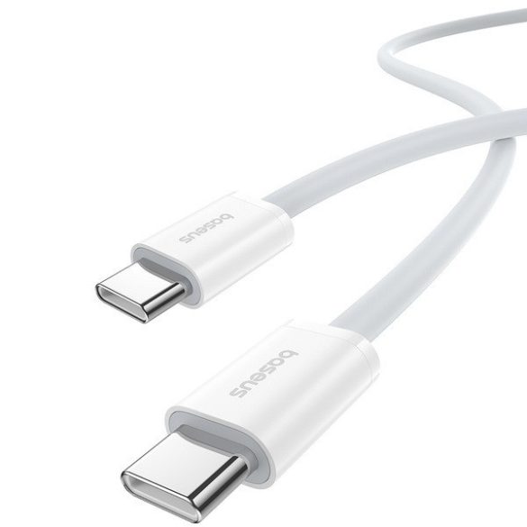 USB Type-C töltő- és adatkábel, USB Type-C, 100 cm, 30W, törésgátlóval, gyorstöltés, PD, Baseus Superior, P10365200211-00, fehér