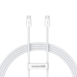 USB Type-C töltő- és adatkábel, USB Type-C, 200 cm, 30W, törésgátlóval, gyorstöltés, PD, Baseus Superior, P10365200211-01, fehér