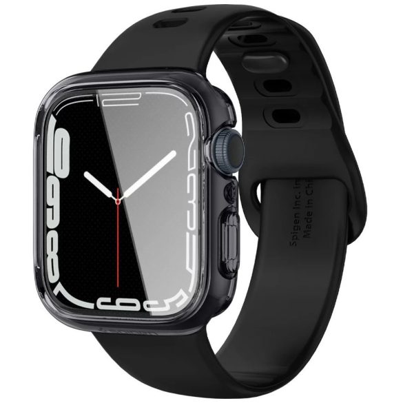 Apple Watch 7-9 (41 mm), Szilikon védőkeret, ütésálló, szíj nélkül, Spigen Ultra Hybrid, átlátszó/szürke