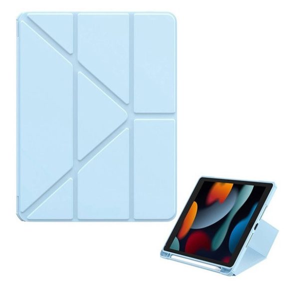 Apple iPad 10.2 (2019 / 2020 / 2021), mappa tok, Apple Pencil tartóval, Origami Smart Case, Baseus Minimalist, kék