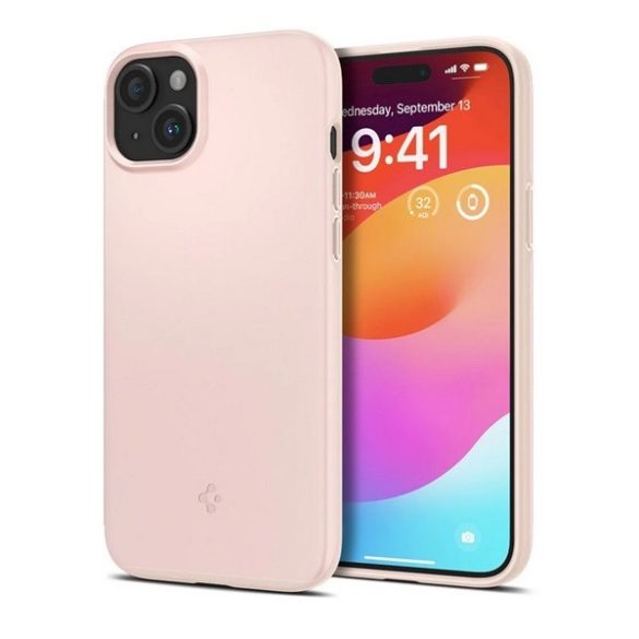 Apple iPhone 15 Plus, Műanyag hátlap védőtok, Spigen Thin Fit, rózsaszín