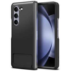 Samsung Galaxy Z Fold5 SM-F946B, Szilikon tok, közepesen ütésálló, műanyag hátlappal, Spigen Slim Armor Slot, fekete