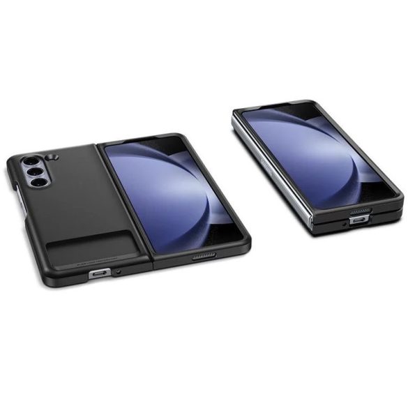 Samsung Galaxy Z Fold5 SM-F946B, Szilikon tok, közepesen ütésálló, műanyag hátlappal, Spigen Slim Armor Slot, fekete